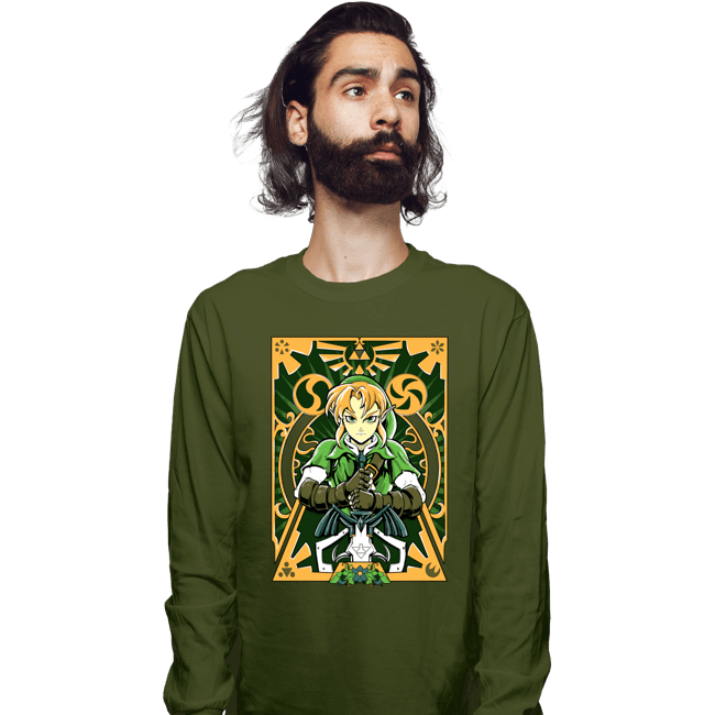 Daily_Deal_Shirts Long Sleeve Shirts, Unisex / Small / Military Green Ocarina Link