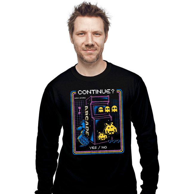 Shirts Long Sleeve Shirts, Unisex / Small / Black Retro Arcade