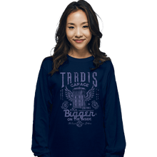Load image into Gallery viewer, Daily_Deal_Shirts Long Sleeve Shirts, Unisex / Small / Navy Tardis Garage
