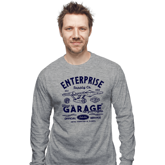 Daily_Deal_Shirts Long Sleeve Shirts, Unisex / Small / Sports Grey Enterprise Garage