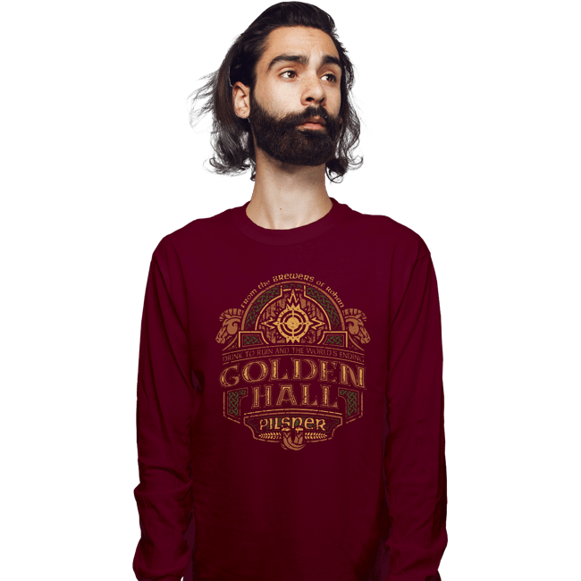 Shirts Long Sleeve Shirts, Unisex / Small / Maroon Golden Hall Pilsner