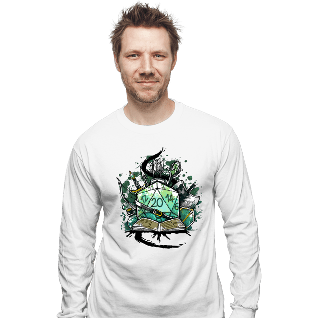 Shirts Long Sleeve Shirts, Unisex / Small / White Dice Sketch