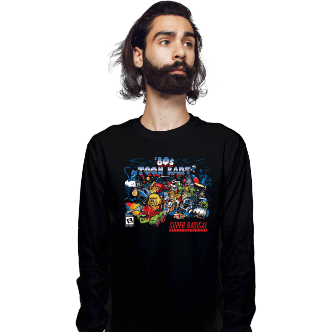Daily_Deal_Shirts Long Sleeve Shirts, Unisex / Small / Black 80s Toon Kart