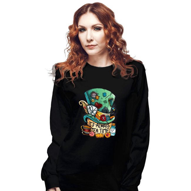 Daily_Deal_Shirts Long Sleeve Shirts, Unisex / Small / Black It's Always Tea Time