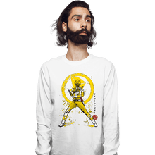 Load image into Gallery viewer, Shirts Long Sleeve Shirts, Unisex / Small / White Yellow Ranger Sumi-e
