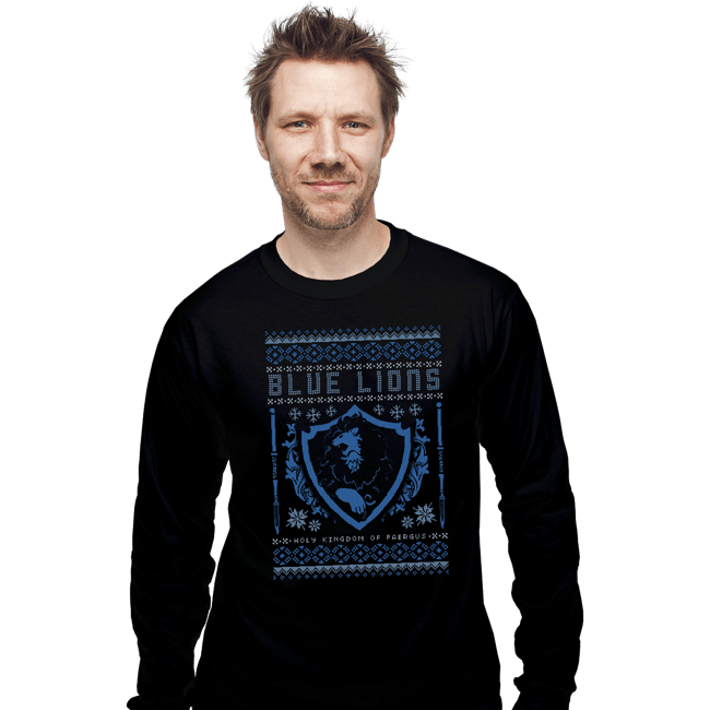 Shirts Long Sleeve Shirts, Unisex / Small / Black Blue Lions