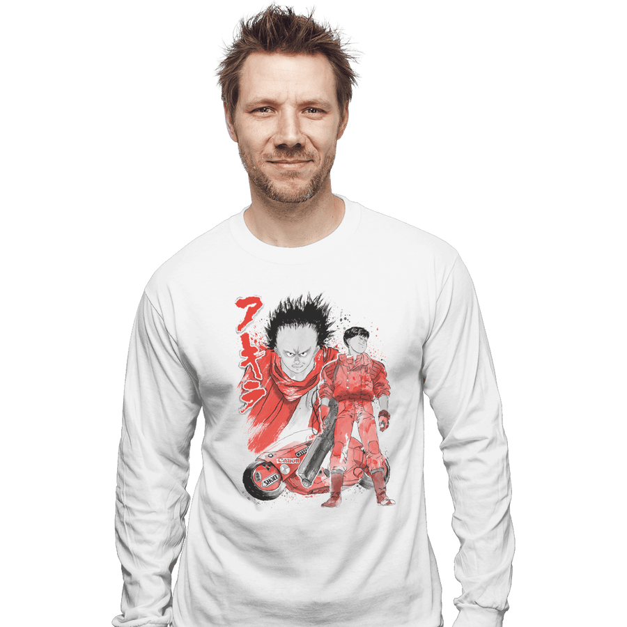 Shirts Long Sleeve Shirts, Unisex / Small / White Kaneda And Tetsuo Sumi-e