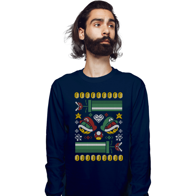 Shirts Long Sleeve Shirts, Unisex / Small / Navy A Very Mushroom Christmas