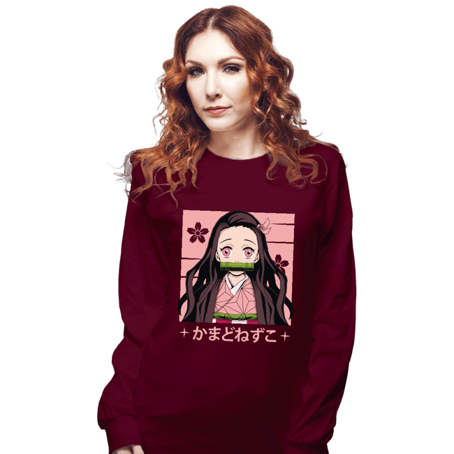 Shirts Long Sleeve Shirts, Unisex / Small / Maroon Nezuko