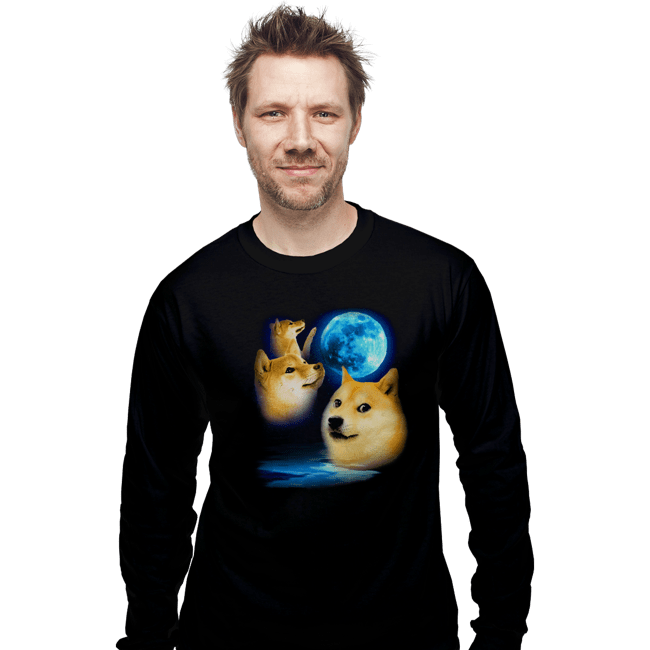 Shirts Long Sleeve Shirts, Unisex / Small / Black Three Doge Moon