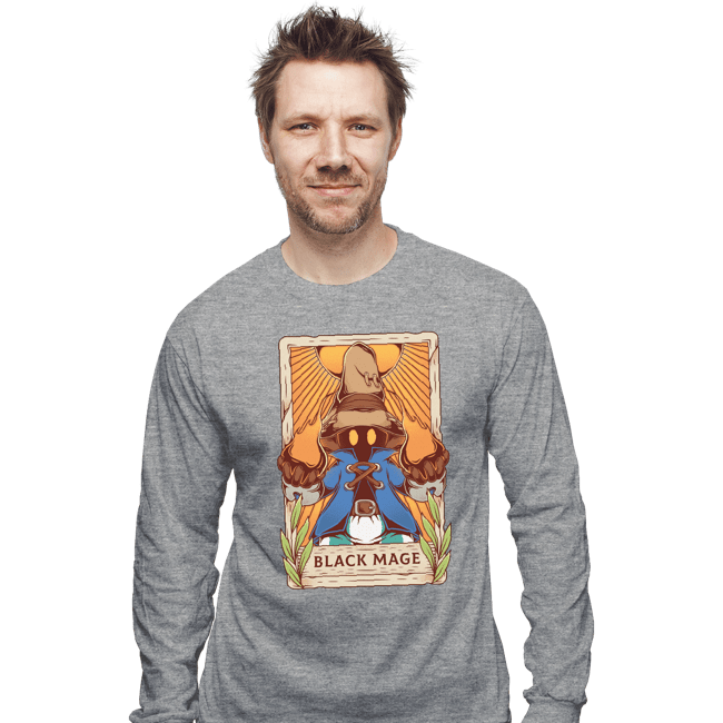 Secret_Shirts Long Sleeve Shirts, Unisex / Small / Sports Grey Black Mage Tarot Card