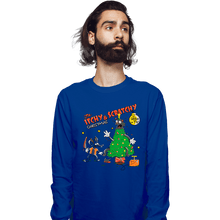 Load image into Gallery viewer, Daily_Deal_Shirts Long Sleeve Shirts, Unisex / Small / Royal Blue Itchy &amp; Scratchy Christmas
