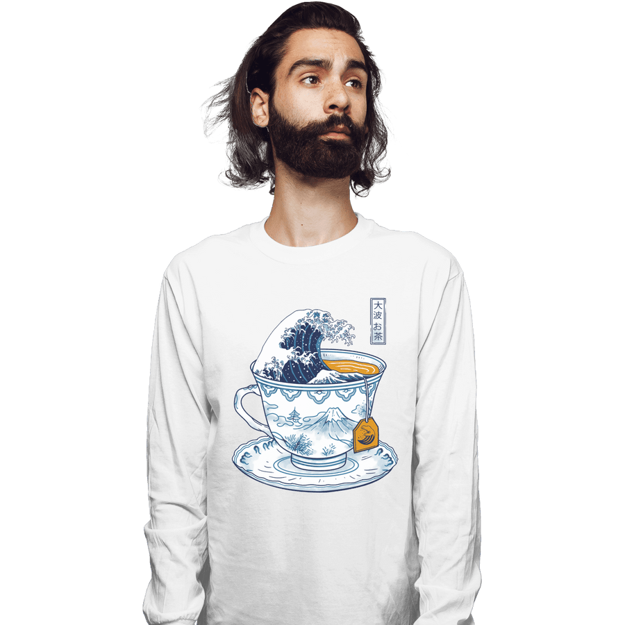 Shirts Long Sleeve Shirts, Unisex / Small / White The Great Kanagawa Tea