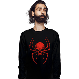 Daily_Deal_Shirts Long Sleeve Shirts, Unisex / Small / Black Spider Skull