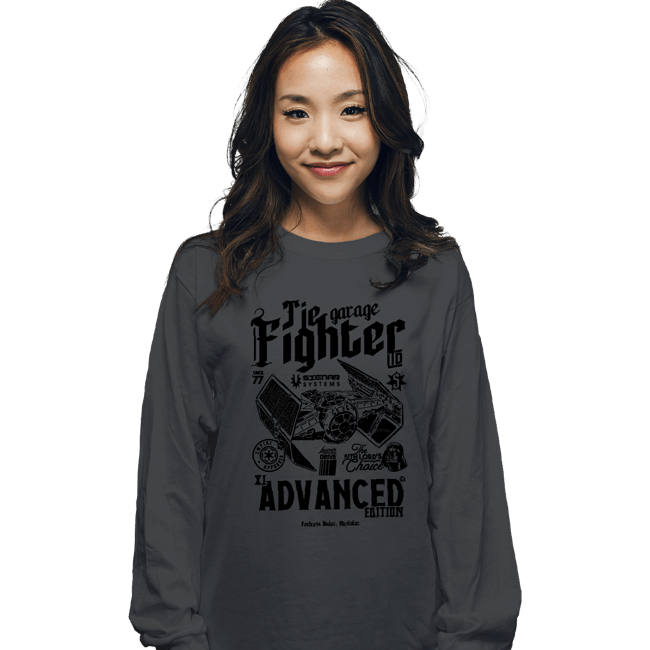 Daily_Deal_Shirts Long Sleeve Shirts, Unisex / Small / Charcoal Tie Fighter Garage
