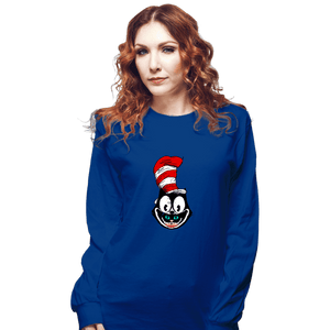 Shirts Long Sleeve Shirts, Unisex / Small / Royal Blue Mad Cat Hat