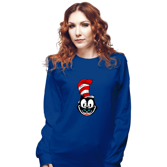 Shirts Long Sleeve Shirts, Unisex / Small / Royal Blue Mad Cat Hat