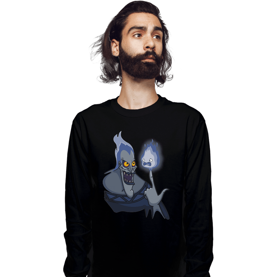 Shirts Long Sleeve Shirts, Unisex / Small / Black Finger Flame