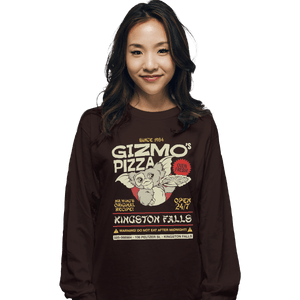 Shirts Long Sleeve Shirts, Unisex / Small / Dark Chocolate Gizmo's Pizza
