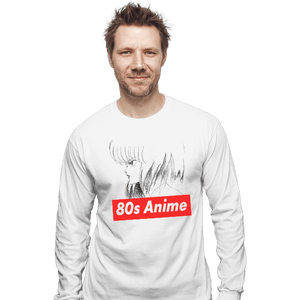 Shirts Long Sleeve Shirts, Unisex / Small / White 80s Anime