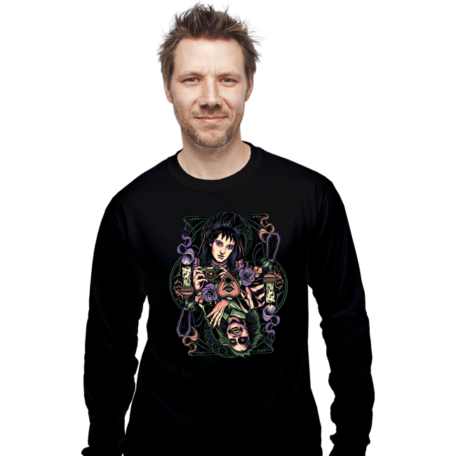 Daily_Deal_Shirts Long Sleeve Shirts, Unisex / Small / Black Beetlejuice & Lydia Card