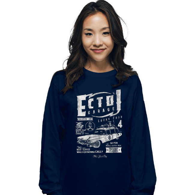 Secret_Shirts Long Sleeve Shirts, Unisex / Small / Navy ECTO-1 Garage