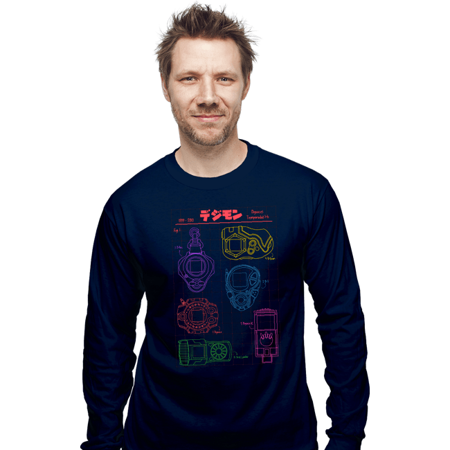 Daily_Deal_Shirts Long Sleeve Shirts, Unisex / Small / Navy Digivices