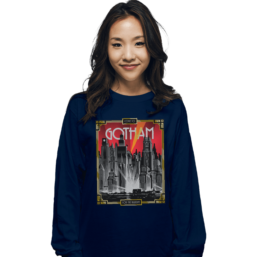 Shirts Long Sleeve Shirts, Unisex / Small / Navy Visit Gotham