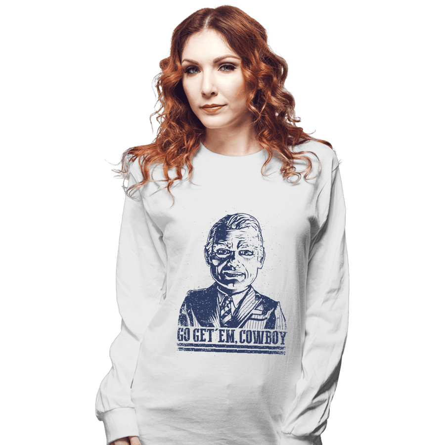 Shirts Long Sleeve Shirts, Unisex / Small / White Cowboy