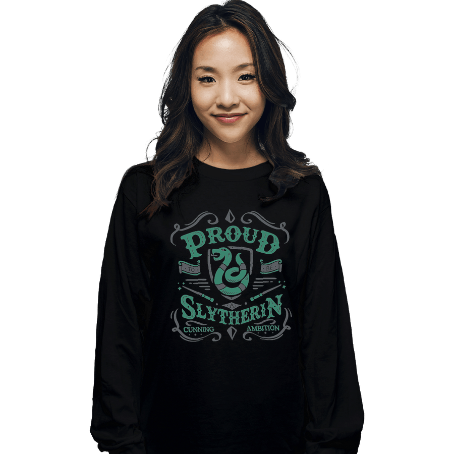 Shirts Long Sleeve Shirts, Unisex / Small / Black Proud to be a Slytherin