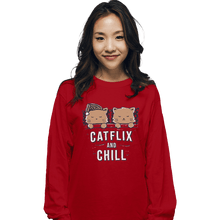 Load image into Gallery viewer, Shirts Long Sleeve Shirts, Unisex / Small / Red Catflix And Chill
