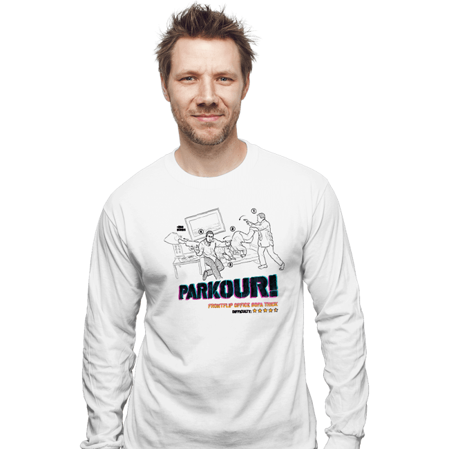 Daily_Deal_Shirts Long Sleeve Shirts, Unisex / Small / White Parkour!