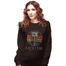 Load image into Gallery viewer, Shirts Long Sleeve Shirts, Unisex / Small / Dark Chocolate Retro Mjollnir
