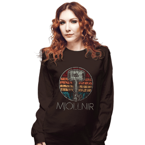 Shirts Long Sleeve Shirts, Unisex / Small / Dark Chocolate Retro Mjollnir