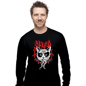 Shirts Long Sleeve Shirts, Unisex / Small / Black Black Metal Cat