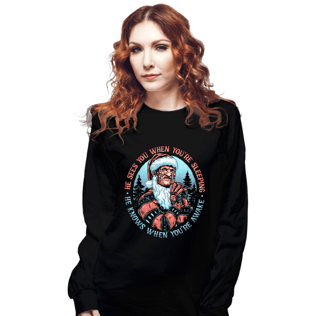 Daily_Deal_Shirts Long Sleeve Shirts, Unisex / Small / Black Nightmare Santa