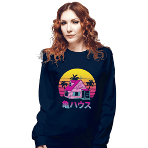 Shirts Long Sleeve Shirts, Unisex / Small / Navy Retro Kame House