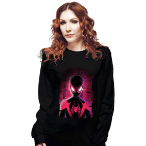 Daily_Deal_Shirts Long Sleeve Shirts, Unisex / Small / Black Glitch Miles Spider