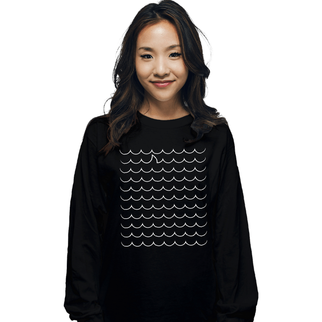 Shirts Long Sleeve Shirts, Unisex / Small / Black Shark Wave