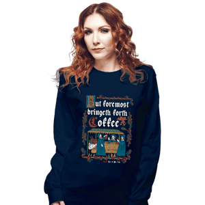 Daily_Deal_Shirts Long Sleeve Shirts, Unisex / Small / Navy Illuminated Coffee