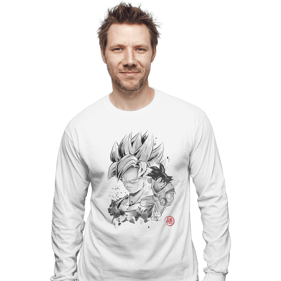Shirts Long Sleeve Shirts, Unisex / Small / White Super Saiyan Warrior