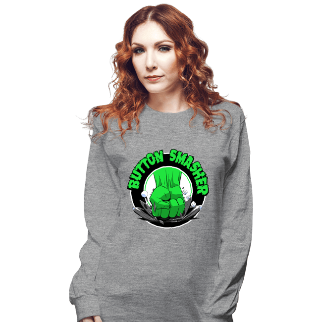Shirts Long Sleeve Shirts, Unisex / Small / Sports Grey Button Smasher
