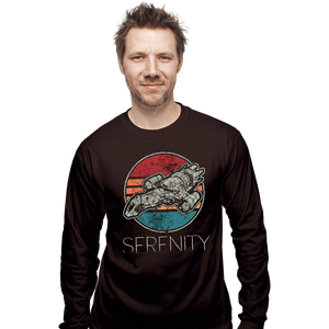 Shirts Long Sleeve Shirts, Unisex / Small / Dark Chocolate Vintage Serenity