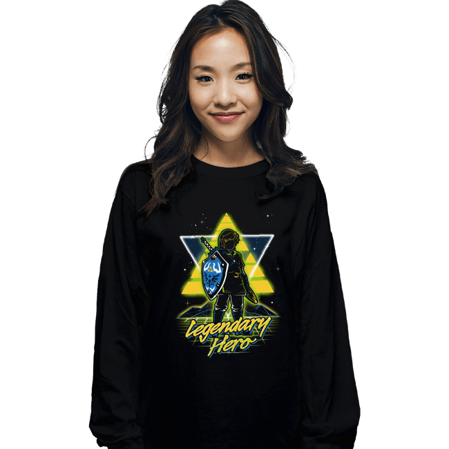 Shirts Long Sleeve Shirts, Unisex / Small / Black Retro Legendary Hero