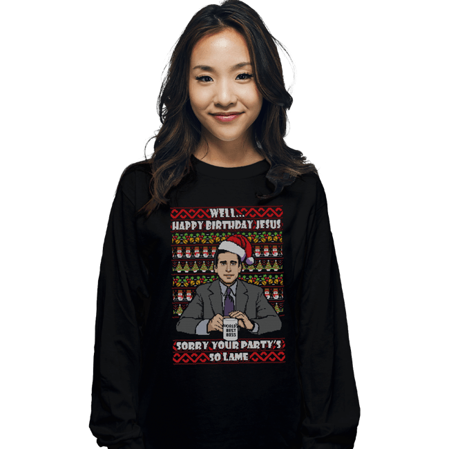 Shirts Long Sleeve Shirts, Unisex / Small / Black Lame Party