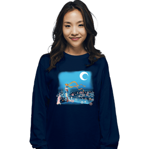 Daily_Deal_Shirts Long Sleeve Shirts, Unisex / Small / Navy Fighting Evil By Moonlight