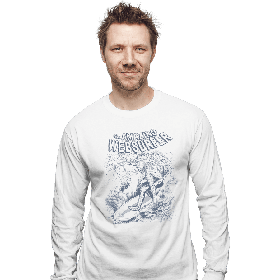 Shirts Long Sleeve Shirts, Unisex / Small / White Web Surfer