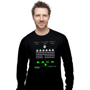 Daily_Deal_Shirts Long Sleeve Shirts, Unisex / Small / Black Star Invaders