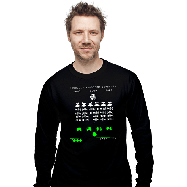 Daily_Deal_Shirts Long Sleeve Shirts, Unisex / Small / Black Star Invaders