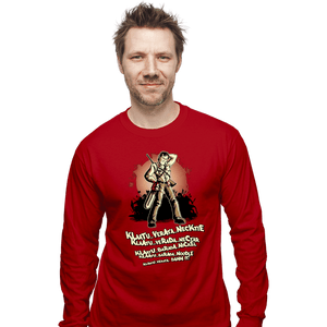 Shirts Long Sleeve Shirts, Unisex / Small / Red Klaatu Barada Nikto